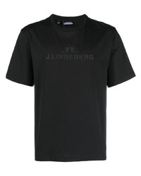 Мужская черная футболка с круглым вырезом с принтом от J. Lindeberg