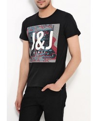 Мужская черная футболка с круглым вырезом с принтом от Jack &amp; Jones