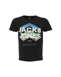 Мужская черная футболка с круглым вырезом с принтом от Jack &amp; Jones