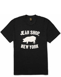 Мужская черная футболка с круглым вырезом с принтом от Jean Shop
