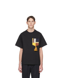 Мужская черная футболка с круглым вырезом с принтом от Jil Sander