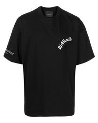 Мужская черная футболка с круглым вырезом с принтом от John Richmond
