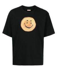 Мужская черная футболка с круглым вырезом с принтом от KAPITAL