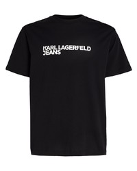 Мужская черная футболка с круглым вырезом с принтом от KARL LAGERFELD JEANS