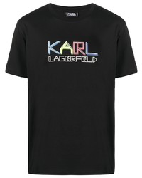 Мужская черная футболка с круглым вырезом с принтом от Karl Lagerfeld