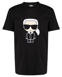 Мужская черная футболка с круглым вырезом с принтом от Karl Lagerfeld