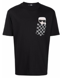 Мужская черная футболка с круглым вырезом с принтом от Karl Lagerfeld