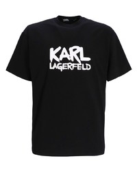 Мужская черная футболка с круглым вырезом с принтом от Karl Lagerfeld