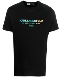Мужская черная футболка с круглым вырезом с принтом от Karl Lagerfeld