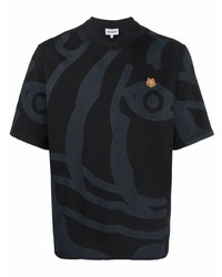 Мужская черная футболка с круглым вырезом с принтом от Kenzo
