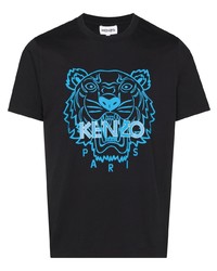 Мужская черная футболка с круглым вырезом с принтом от Kenzo