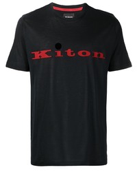 Мужская черная футболка с круглым вырезом с принтом от Kiton