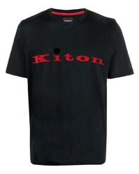 Мужская черная футболка с круглым вырезом с принтом от Kiton
