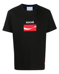 Мужская черная футболка с круглым вырезом с принтом от Koché