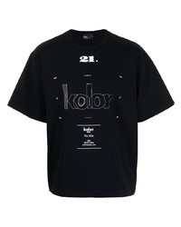 Мужская черная футболка с круглым вырезом с принтом от Kolor