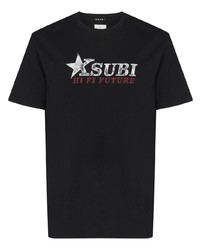 Мужская черная футболка с круглым вырезом с принтом от Ksubi