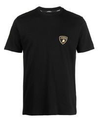Мужская черная футболка с круглым вырезом с принтом от Lamborghini