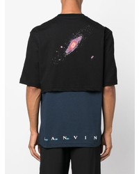 Мужская черная футболка с круглым вырезом с принтом от Lanvin