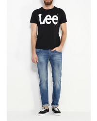Мужская черная футболка с круглым вырезом с принтом от Lee