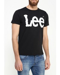 Мужская черная футболка с круглым вырезом с принтом от Lee
