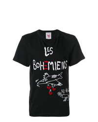 Мужская черная футболка с круглым вырезом с принтом от Les Bohemiens