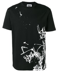 Мужская черная футболка с круглым вырезом с принтом от Les Hommes Urban