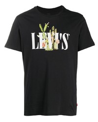 Мужская черная футболка с круглым вырезом с принтом от Levi's