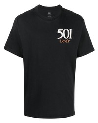 Мужская черная футболка с круглым вырезом с принтом от Levi's
