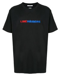 Мужская черная футболка с круглым вырезом с принтом от Liberaiders