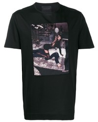 Мужская черная футболка с круглым вырезом с принтом от Limitato