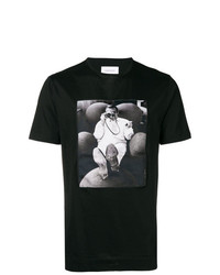 Мужская черная футболка с круглым вырезом с принтом от Limitato