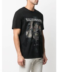 Мужская черная футболка с круглым вырезом с принтом от Billionaire