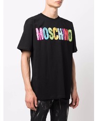 Мужская черная футболка с круглым вырезом с принтом от Moschino