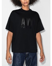 Мужская черная футболка с круглым вырезом с принтом от Ami Paris