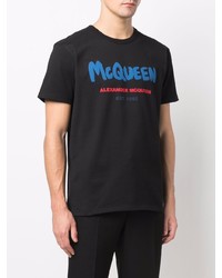 Мужская черная футболка с круглым вырезом с принтом от Alexander McQueen