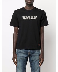 Мужская черная футболка с круглым вырезом с принтом от Evisu