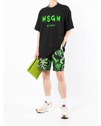 Мужская черная футболка с круглым вырезом с принтом от MSGM