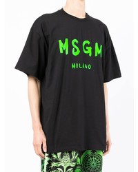 Мужская черная футболка с круглым вырезом с принтом от MSGM