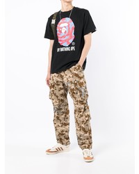 Мужская черная футболка с круглым вырезом с принтом от A Bathing Ape