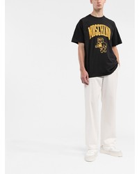 Мужская черная футболка с круглым вырезом с принтом от Moschino