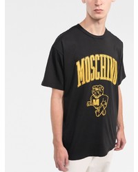 Мужская черная футболка с круглым вырезом с принтом от Moschino