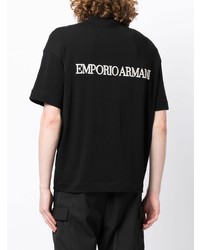 Мужская черная футболка с круглым вырезом с принтом от Emporio Armani