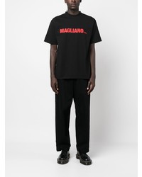 Мужская черная футболка с круглым вырезом с принтом от Magliano