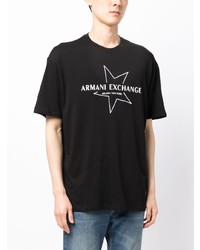 Мужская черная футболка с круглым вырезом с принтом от Armani Exchange