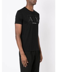 Мужская черная футболка с круглым вырезом с принтом от Armani Exchange