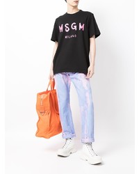 Мужская черная футболка с круглым вырезом с принтом от MSGM