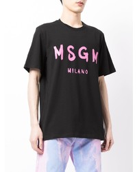 Мужская черная футболка с круглым вырезом с принтом от MSGM