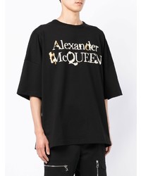 Мужская черная футболка с круглым вырезом с принтом от Alexander McQueen