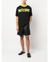 Мужская черная футболка с круглым вырезом с принтом от Moschino