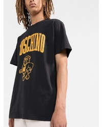 Мужская черная футболка с круглым вырезом с принтом от Moschino